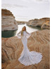 High Neck Ivory Lace Keyhole Back Wedding Dress